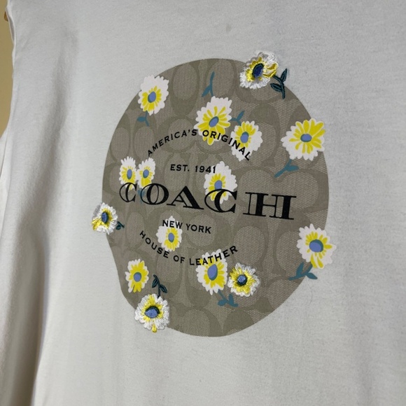 Coach White Sleeveless Top with Floral Design all cotton - Picture 2 of 9